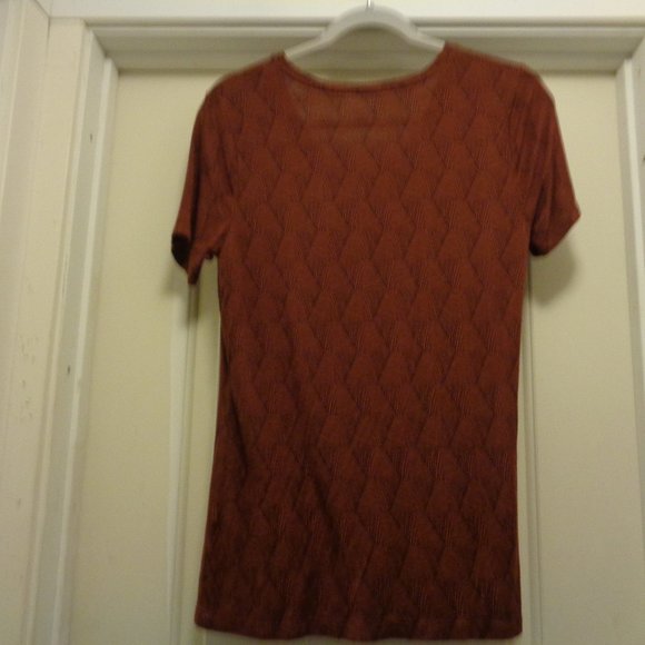 APT 9 BROWN W PATTERNS SPORTS JERSEY TOP S - Picture 2 of 5